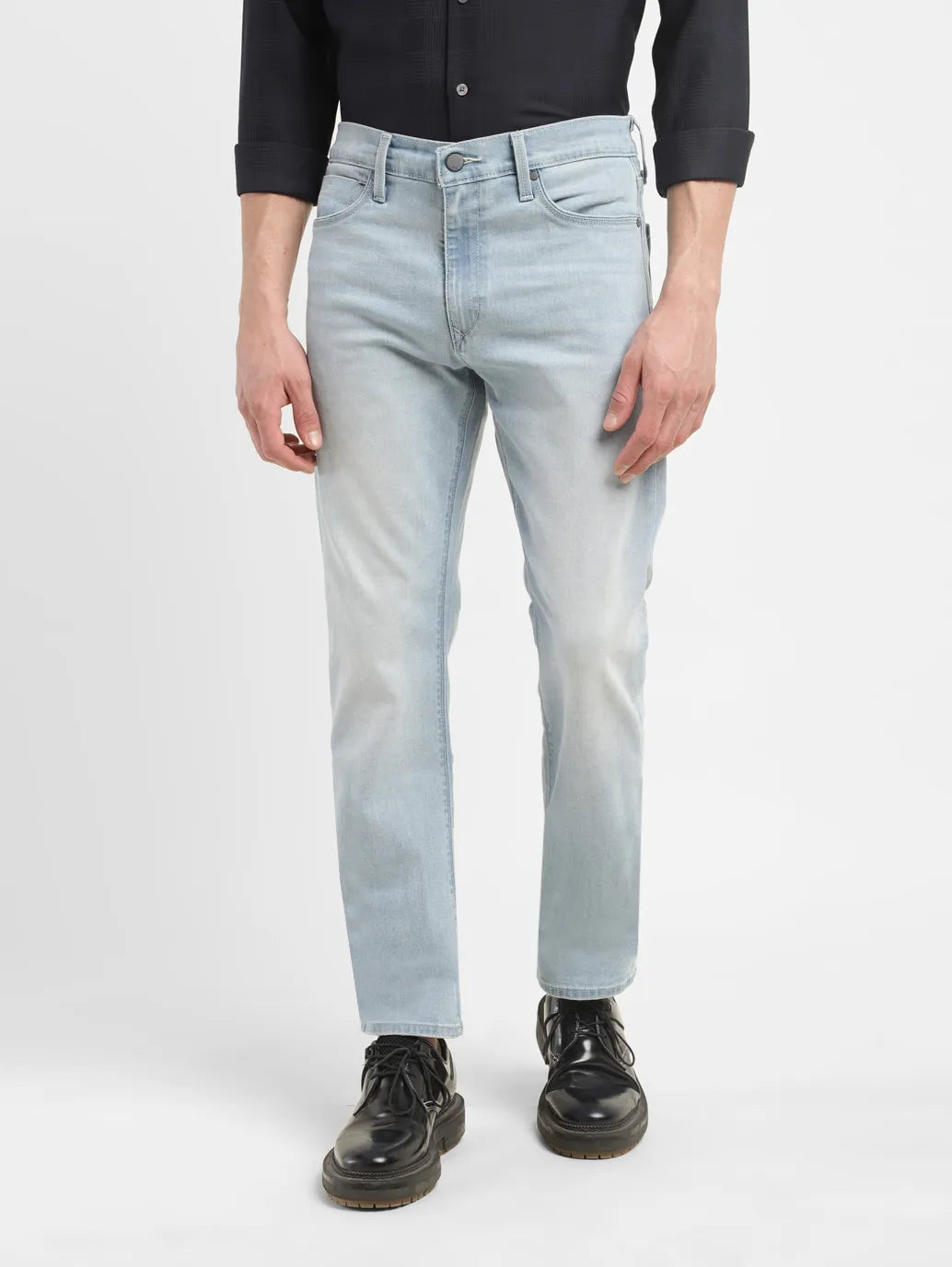 Men's Redloop 513 Blue Slim Straight Fit Mid Rise Jeans - 3bc74685-7d0d-4591-94a4-df2583fa084f View