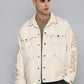 Men's Cotton Typography Embroidered Denim Jacket - Front View