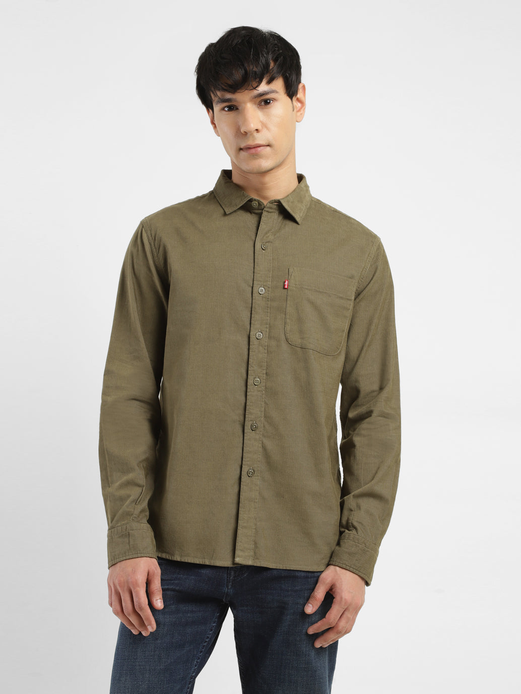 Men's Solid Slim Fit Corduroy Shirt - 9310173f-7ea7-48ad-94b2-0fbb1cebf7d1 View