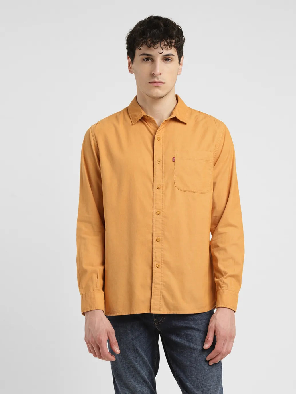 Men's Solid Slim Fit Corduroy Shirt - 1db4ca3f-503e-48d7-bcbc-8e4da16fdee7 View