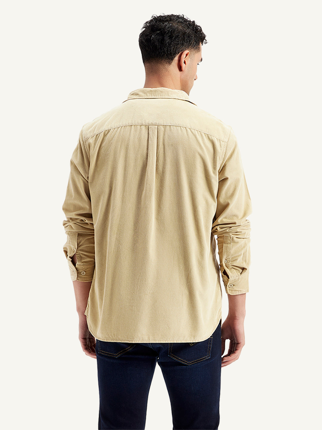Men's Solid Slim Fit Shirt - Back View