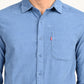 Men's Corduroy Solid Blue Slim Fit Shirt - detail View