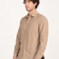 Men's Corduroy Solid Beige Slim Fit Shirt - side View