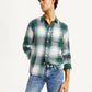 Men's Textured Green Slim Fit Shirt - Elevated View
