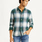 Men's Textured Green Slim Fit Shirt - Styleshot View