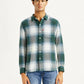 Men's Textured Green Slim Fit Shirt - Front View