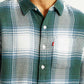 Men's Textured Green Slim Fit Shirt - Detail View