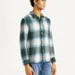 Men's Textured Green Slim Fit Shirt - Side View