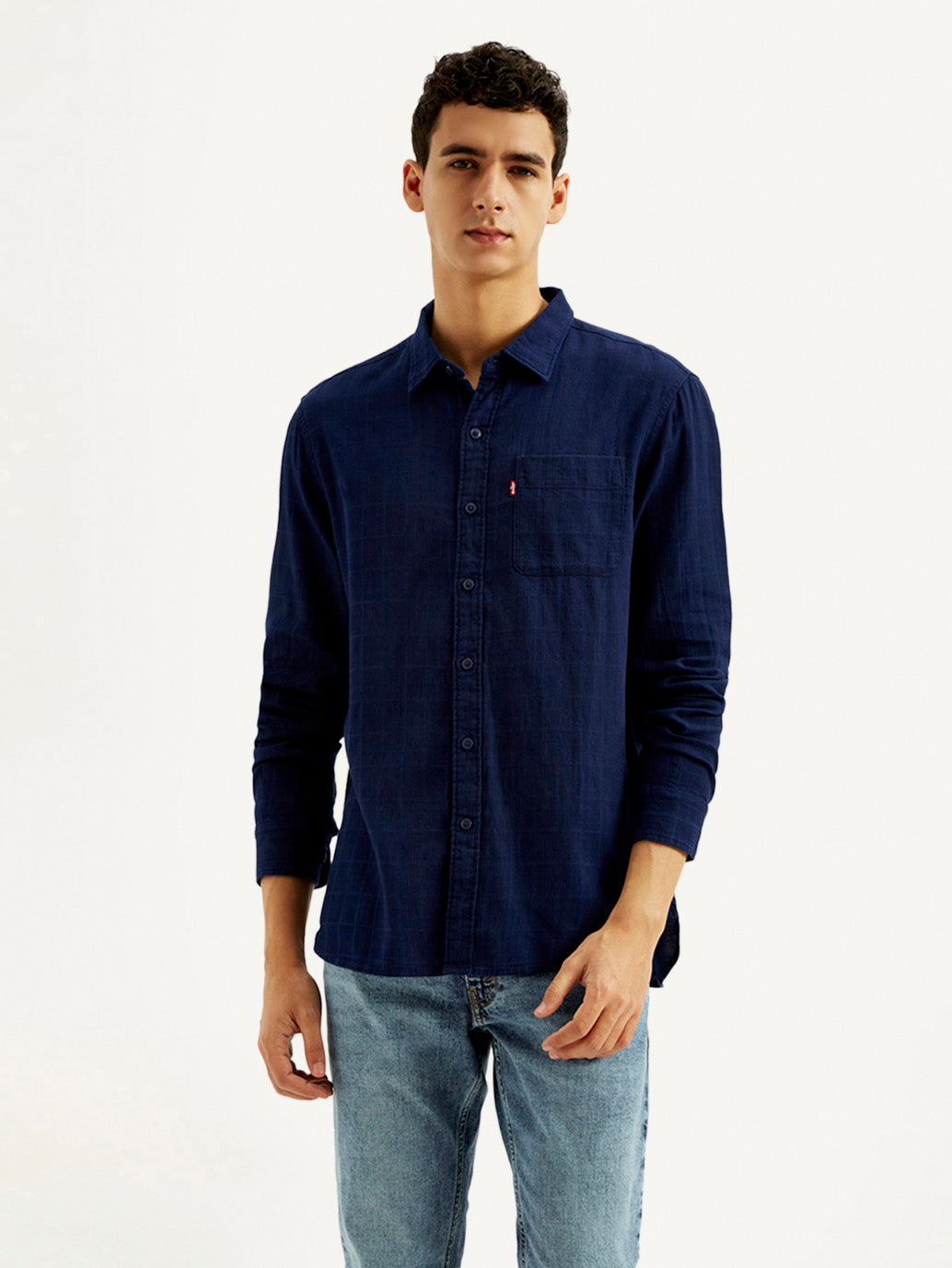 Men's Checkered Slim Fit Shirt - Front View