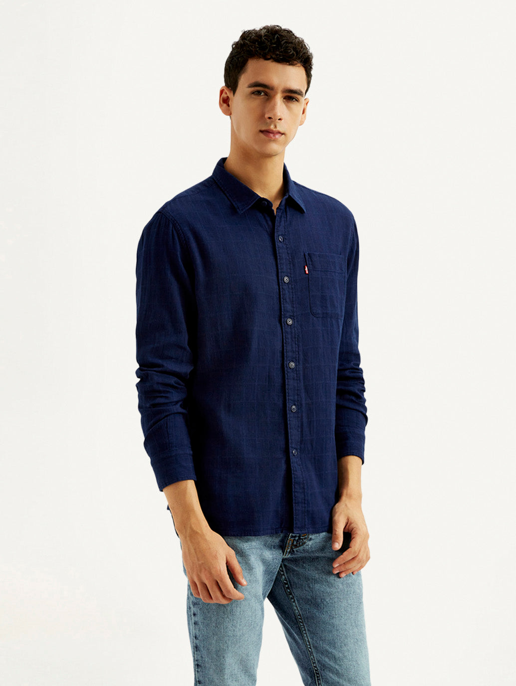 Men's Checkered Slim Fit Shirt - Side View