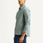 Men's Solid Light Blue Slim Fit Corduroy Shirt - Side View