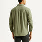Men's Solid Olive Slim Fit Corduroy Shirt - Back View
