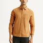 Men's Solid Tan Slim Fit Corduroy Shirt - Styleshot View