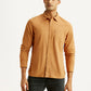 Men's Solid Tan Slim Fit Corduroy Shirt - Front View