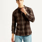 Men's Checkered Brown Slim Fit Corduroy Shirt - Styleshot View