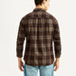 Men's Checkered Brown Slim Fit Corduroy Shirt - Back View