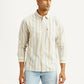Men's Striped Multicolor Slim Fit Corduroy Shirt - Front View