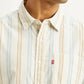 Men's Striped Multicolor Slim Fit Corduroy Shirt - Detail View