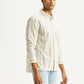 Men's Striped Multicolor Slim Fit Corduroy Shirt - Side View