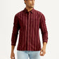 Men's Striped Maroon Slim Fit Corduroy Shirt - Styleshot View
