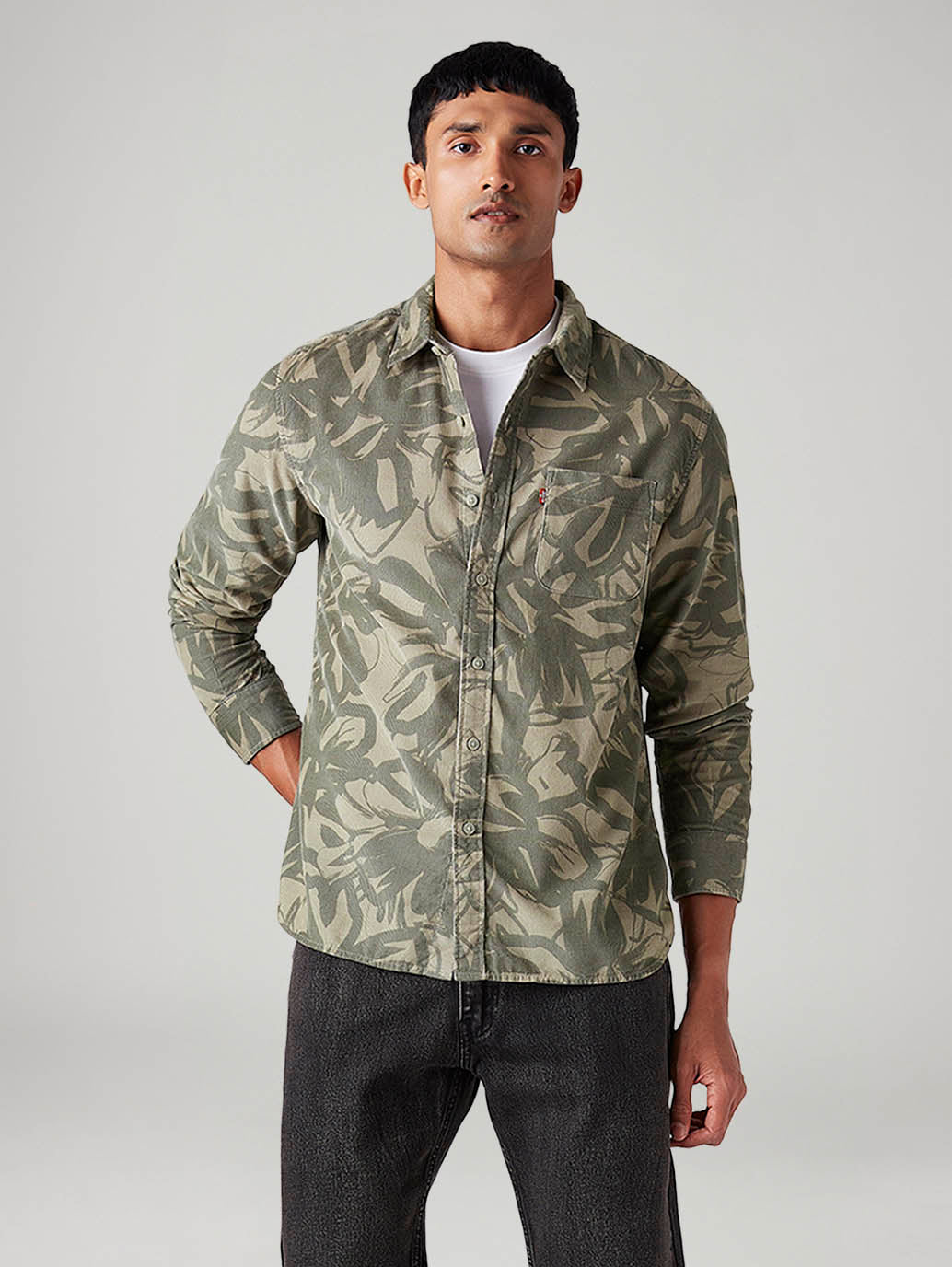 Men's Abstract Slim Fit Corduroy Shirt