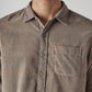 Men's Solid Slim Fit Corduroy Shirt - detail View