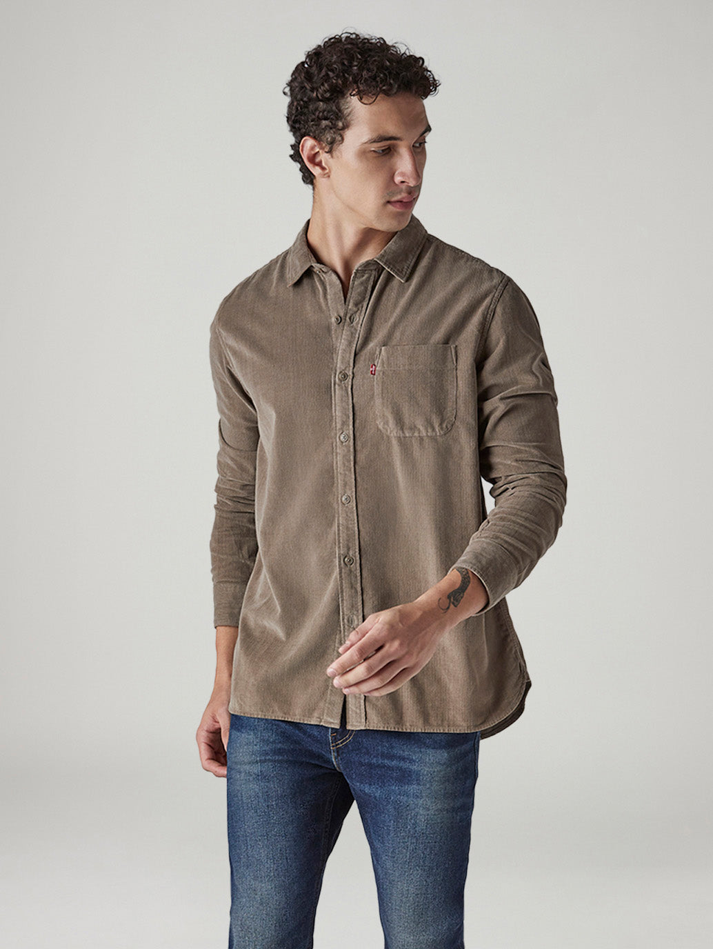 Men's Solid Slim Fit Corduroy Shirt