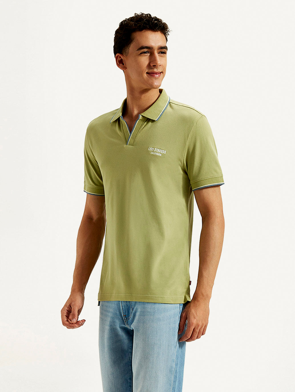 Men's Solid Slim Fit Polo T-shirt - Side View
