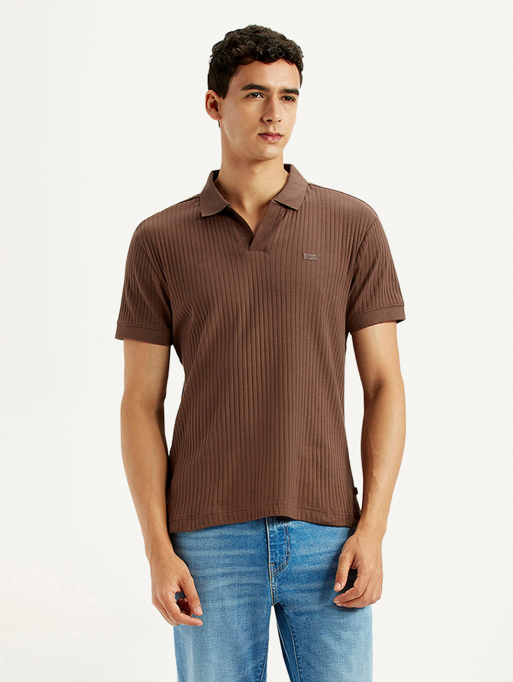 Men's Textured Slim Fit Polo T-shirt - Styleshot View