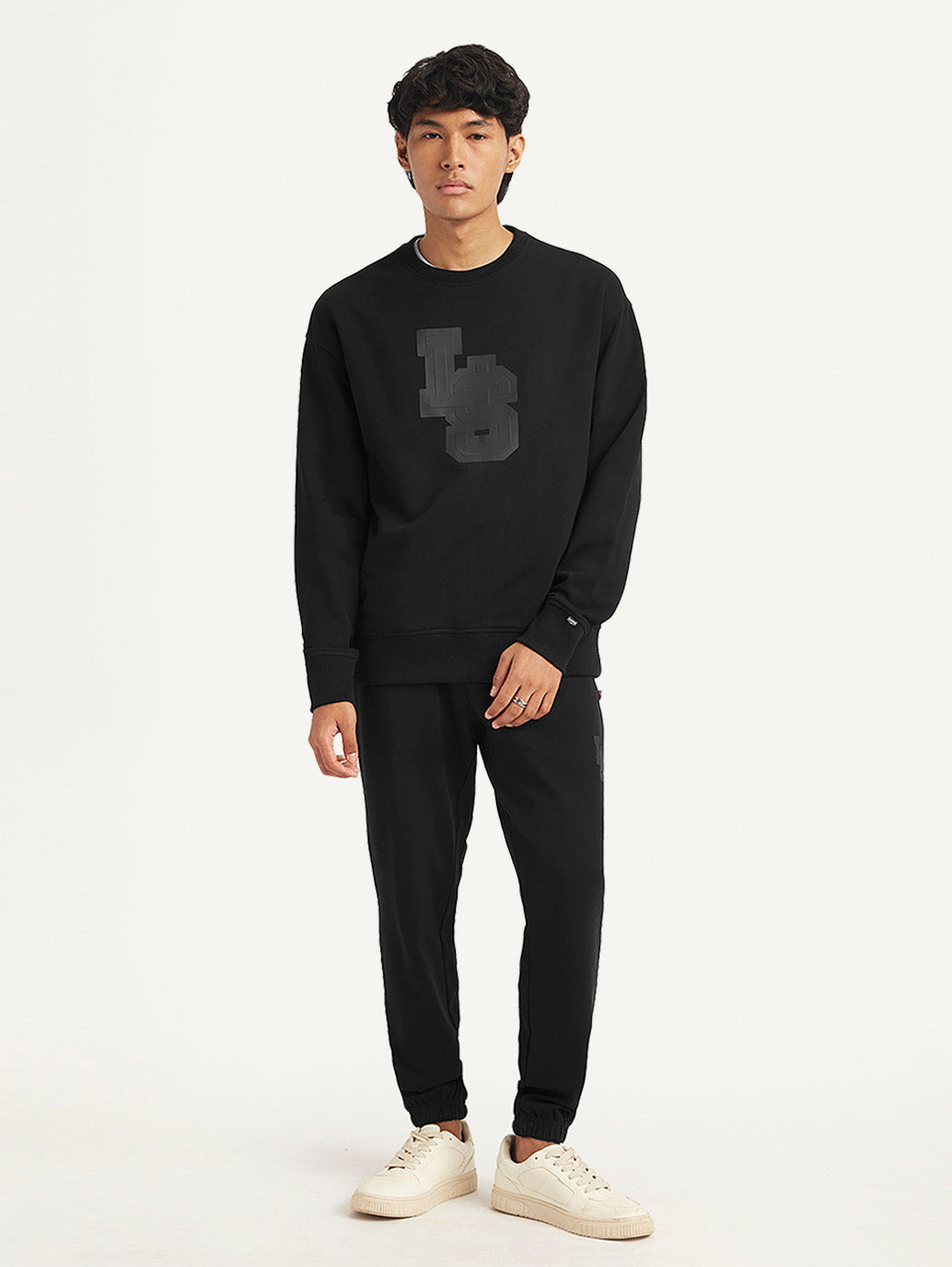 Men's Brand Logo Black Crew Neck Sweatshirt - 5ebd2560-3432-42d8-b043-f736f71a34be View