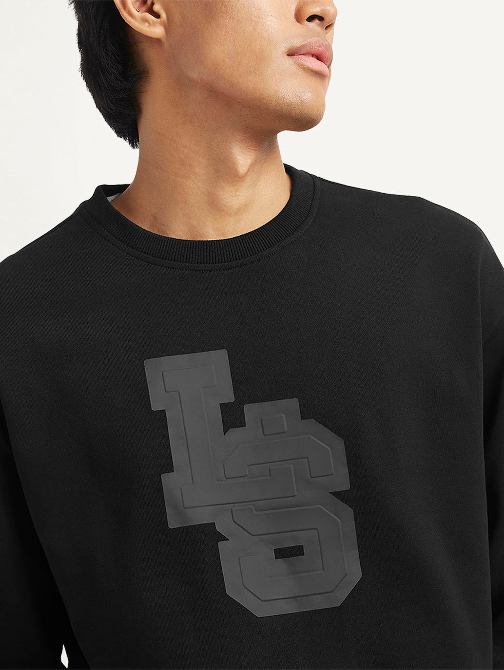 Men's Brand Logo Black Crew Neck Sweatshirt - cb270d54-5923-4ee0-ba80-ee04dd4ad766 View