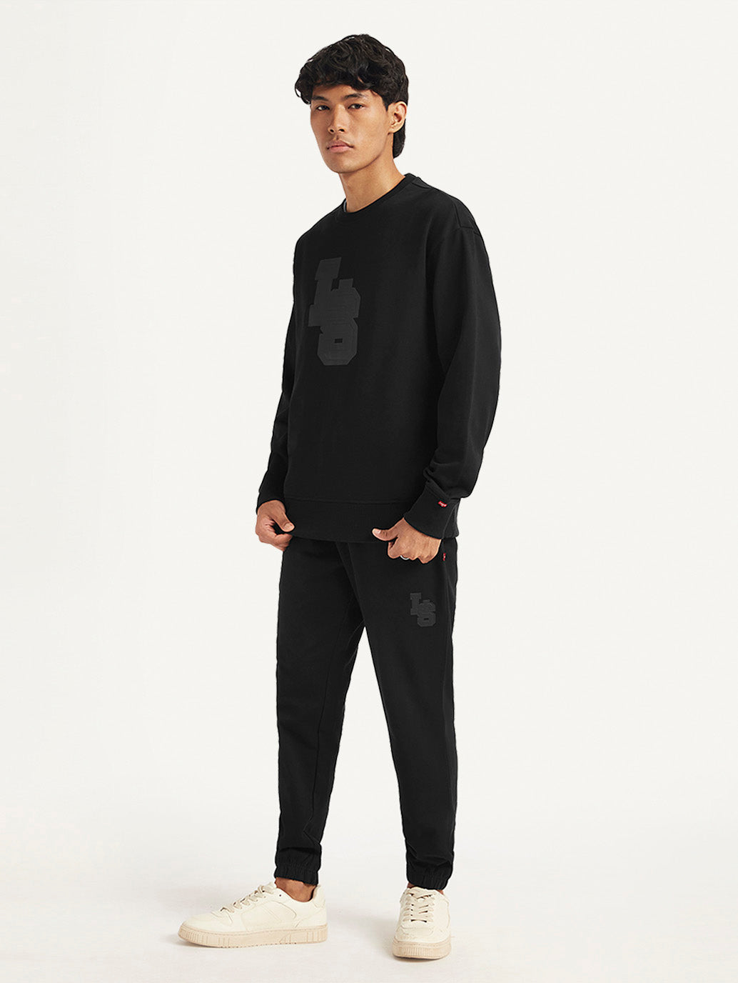 Men's Brand Logo Black Crew Neck Sweatshirt - 8a05d171-5a61-4fed-b567-649bacc216ab View