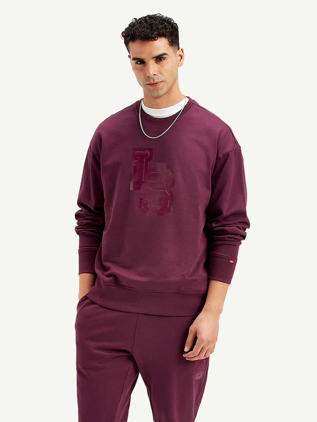 Men's Brand Logo Crew Neck Sweatshirt - Styleshot View