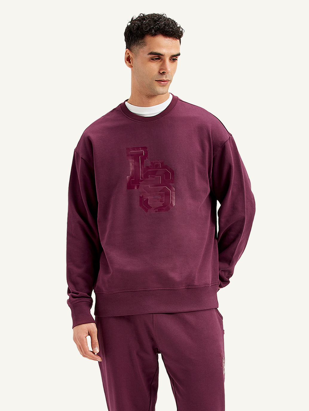 Men's Brand Logo Crew Neck Sweatshirt - Front View
