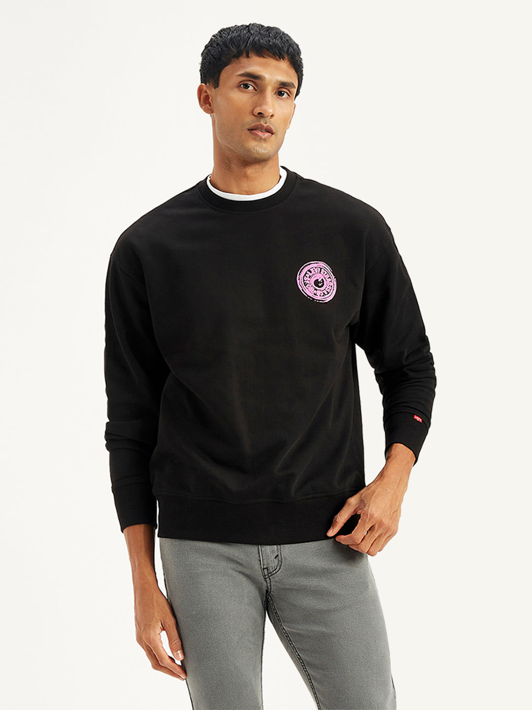 Men's Graphic Print Relaxed Fit Sweatshirt - Front View