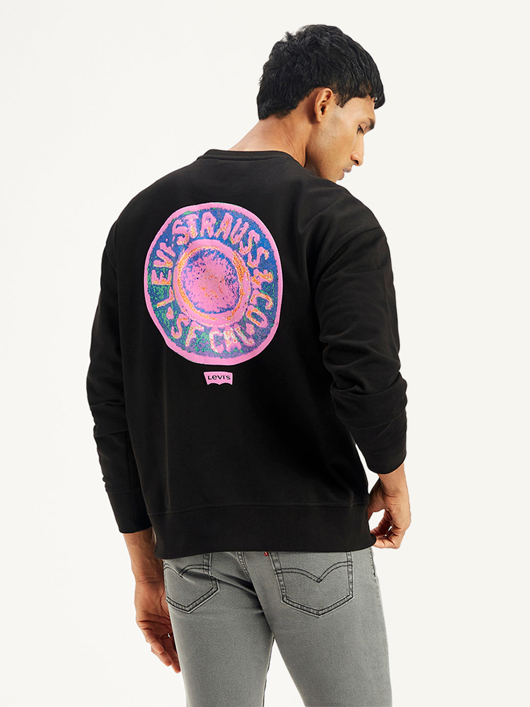 Men's Graphic Print Relaxed Fit Sweatshirt - Back View
