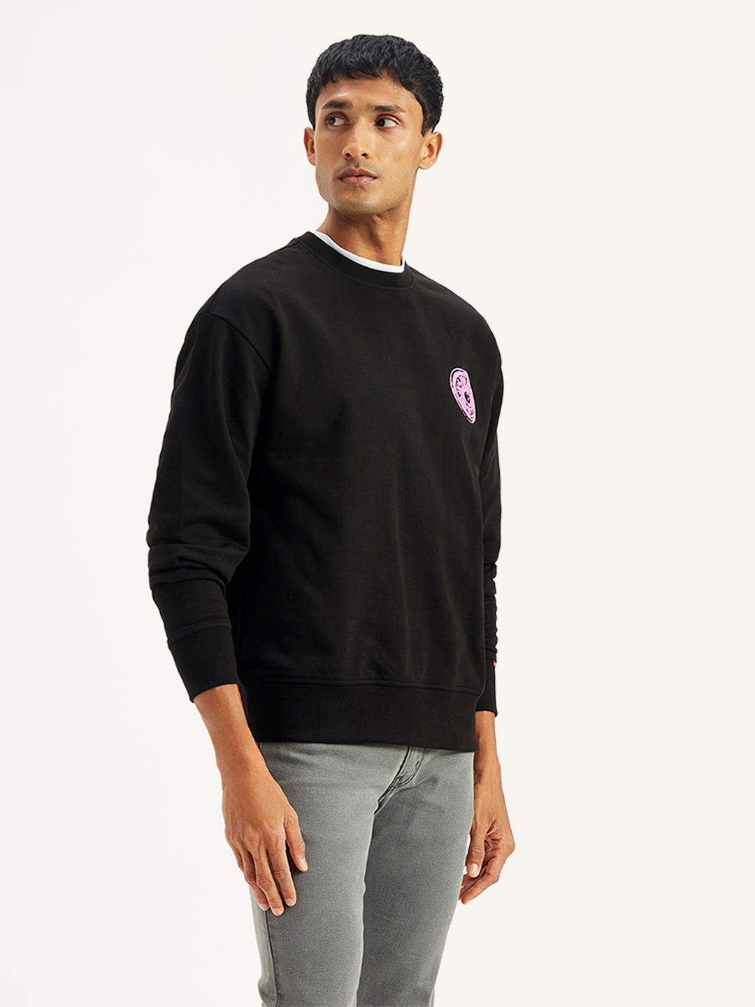 Men's Graphic Print Relaxed Fit Sweatshirt - Side View