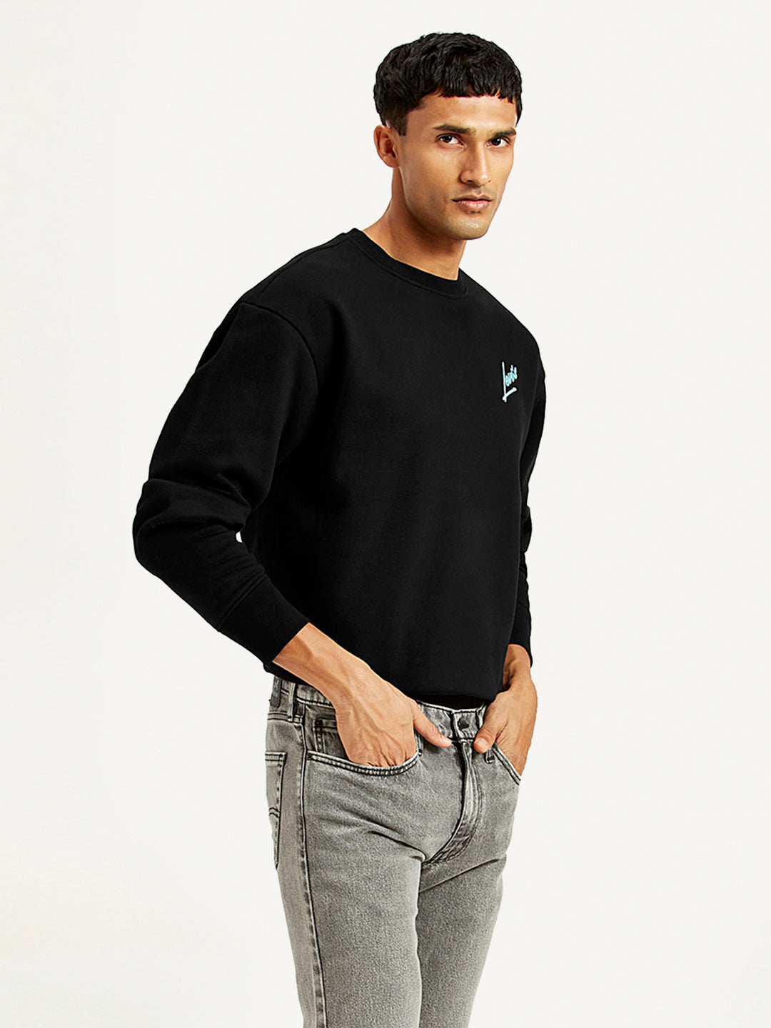 Men's Graphic Print Relaxed Fit Sweatshirt - Side View