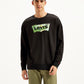 Men's Brand Logo Black Crew Neck Sweatshirt - Front View