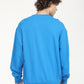 Men's Solid Dark Blue Crew Neck Sweatshirt - Back View