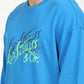 Men's Solid Dark Blue Crew Neck Sweatshirt - Detail View