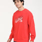 Men's Solid Red Crew Neck Sweatshirt - Side View