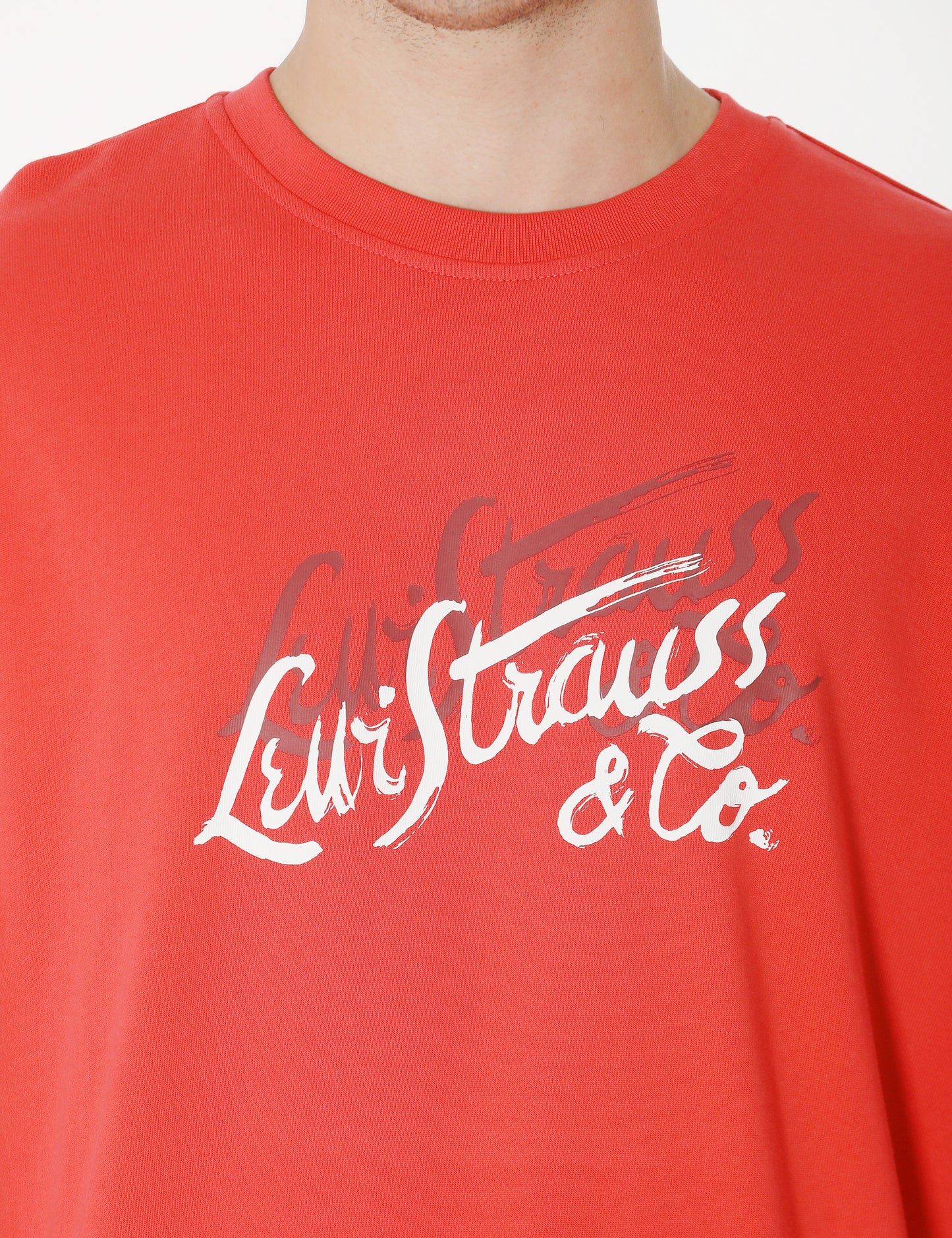 Men's Solid Red Crew Neck Sweatshirt - deatil View