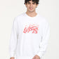 Men's Solid White Crew Neck Sweatshirt - Front View