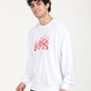 Men's Solid White Crew Neck Sweatshirt - Side View