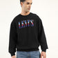 Men's Solid Black Crew Neck Sweatshirt - Front View