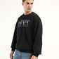Men's Solid Black Crew Neck Sweatshirt - Side View