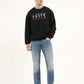 Men's Solid Black Crew Neck Sweatshirt - ModelFront View