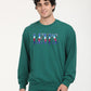Men's Solid Green Crew Neck Sweatshirt - Front View