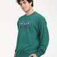 Men's Solid Green Crew Neck Sweatshirt - Side View